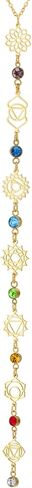 Gold Long Chakra Spiritual Necklace for Women Trendy Healing Yoga 7 Chakra Symbols with Crystal Y Necklace Gift for Mother Sister Daughter in Kuwait