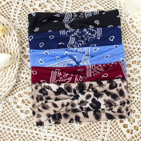 5 Pack Women's Soft Fashion Sports Cotton Elastic Non-slip Headband Women's Fitness Yoga Running Headband in Saudi Arabia