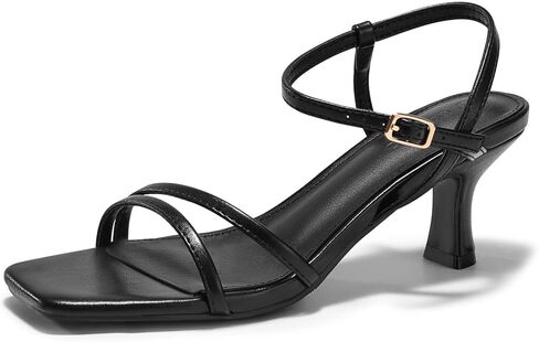 Coutgo Womens Strappy Low Kitten Heels Square Open Toe Sandals Ankle Strap Comfortable Summer Dressy Shoes in Saudi Arabia