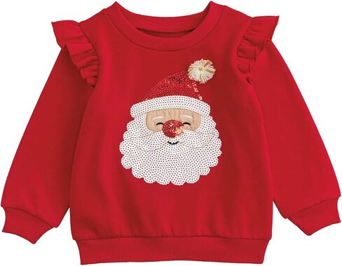 Mud Pie unisex-child Mud Pie Kids Christmas Sequin Santa Sweatshirt in Kuwait
