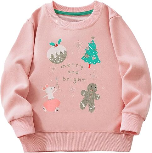 Christmas Girls Sweatshirt Snowman Winter Holiday Xmas Pink Red Pullover 4-8 Years in Saudi Arabia