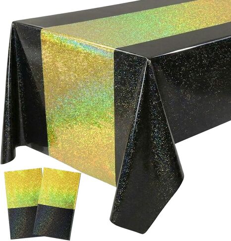 Oudain 3 Pcs Kpop Theme Party Purple & Pink & Silver Iridescent Party Tablecloth 54 x 108 Inch Plastic Rectangle Tablecloth Waterproof Table Cover for Kpop Theme Birthday Decoration in Kuwait