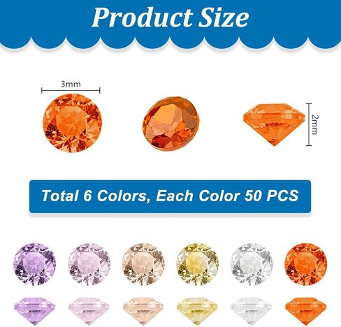 PH PandaHall 300pcs 6 Colors Cubic Zirconia Stone, 3mm Grade A Faceted CZ Diamante Rhinestone Gems Small Zirconia Gems Cabochons Loose Stones for Ring Earring Bracelet Nail Art DIY Jewelry Making in Saudi Arabia