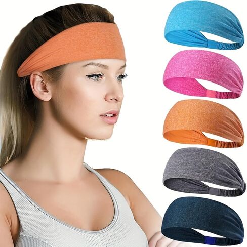 Sports Headbands for Men & Women Moisture Wicking Sweatbands, Elastic Non Slip Sweat Bands for Running,Cycling,Basketball,Yoga in Saudi Arabia