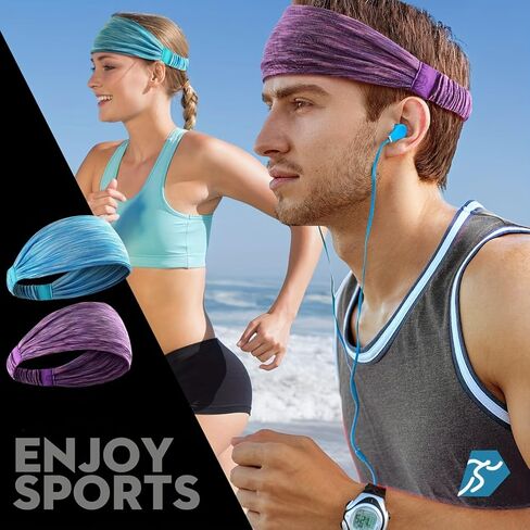 Sports Headbands for Men & Women Moisture Wicking Sweatbands, Elastic Non Slip Sweat Bands for Running,Cycling,Basketball,Yoga in Saudi Arabia