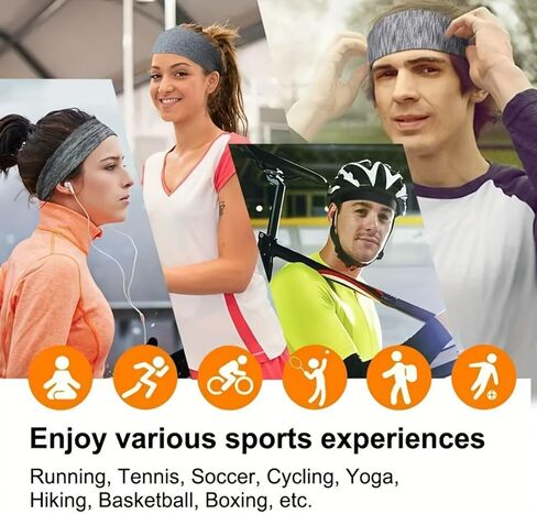 Sports Headbands for Men & Women Moisture Wicking Sweatbands, Elastic Non Slip Sweat Bands for Running,Cycling,Basketball,Yoga in Saudi Arabia