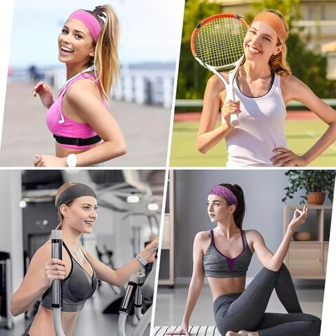 Sports Headbands for Men & Women Moisture Wicking Sweatbands, Elastic Non Slip Sweat Bands for Running,Cycling,Basketball,Yoga in Saudi Arabia