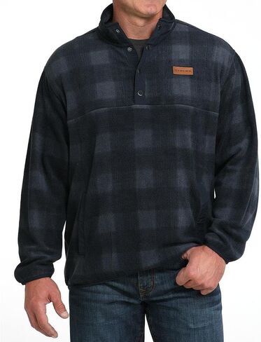 Cinch Men's Navy Plaid Fleece Pull Over in Saudi Arabia