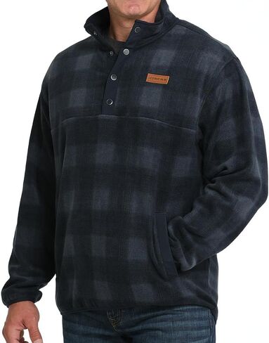 Cinch Men's Navy Plaid Fleece Pull Over in Saudi Arabia