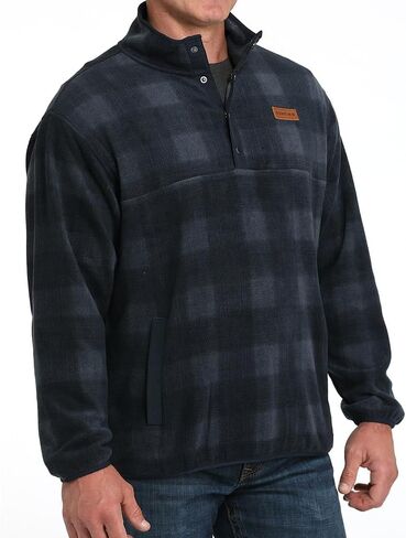 Cinch Men's Navy Plaid Fleece Pull Over in Saudi Arabia