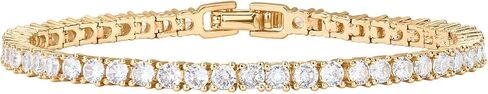 Women 14K Gold Plate Cubic Bracelets - Zirconia Classic Tennis BraSelet for Women Gifts in Saudi Arabia