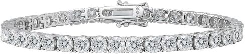 Moissanite Tennis Bracelet for Women & Men, 925 Sterling Silver 18K White Gold Plated, D Color VVS1, Sparkling Diamond Tennis Chain, Luxury Jewelry Gift with GRA Certificate in Saudi Arabia
