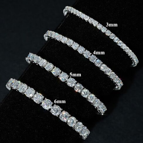 Moissanite Tennis Bracelet for Women & Men, 925 Sterling Silver 18K White Gold Plated, D Color VVS1, Sparkling Diamond Tennis Chain, Luxury Jewelry Gift with GRA Certificate in Saudi Arabia