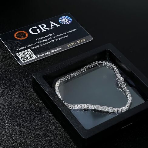 Moissanite Tennis Bracelet for Women & Men, 925 Sterling Silver 18K White Gold Plated, D Color VVS1, Sparkling Diamond Tennis Chain, Luxury Jewelry Gift with GRA Certificate in Saudi Arabia