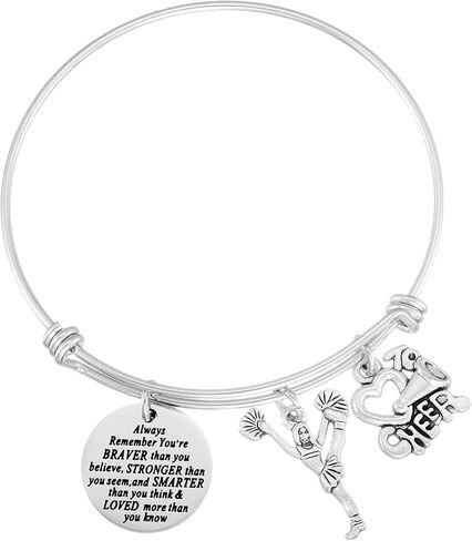 HUTIMY Cheer Bracelet Girls Cheerleader Charm Inspire Bangle, Cheer Jewelry, Gift for Cheerleaders & Teams in Saudi Arabia