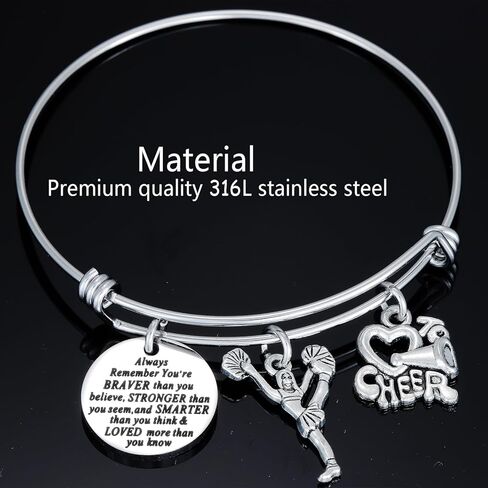 HUTIMY Cheer Bracelet Girls Cheerleader Charm Inspire Bangle, Cheer Jewelry, Gift for Cheerleaders & Teams in Saudi Arabia