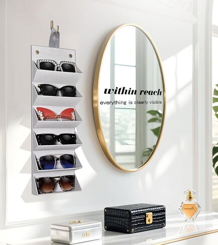 Yivaiks Bling النظارات الشمسية المنظم للنساء كريستال أحجار الراين حامل النظارات الشمسية تعليق الجدار 6-وضع النظارات لنظارات متعددة in Kuwait