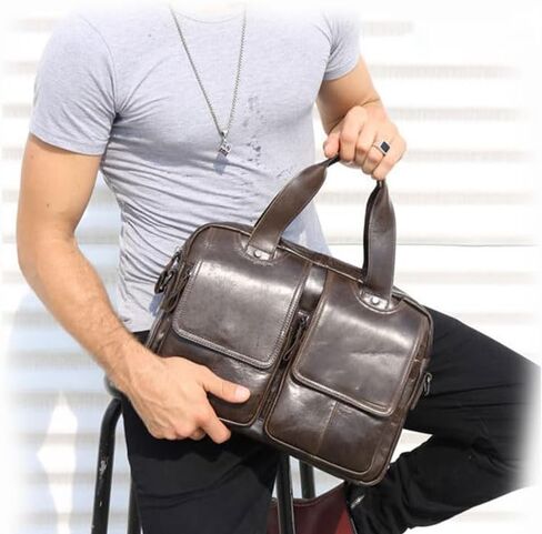 Multi Functional Shoulder Bag Layer Cowhide Handbag Crossbody Briefcase in Saudi Arabia