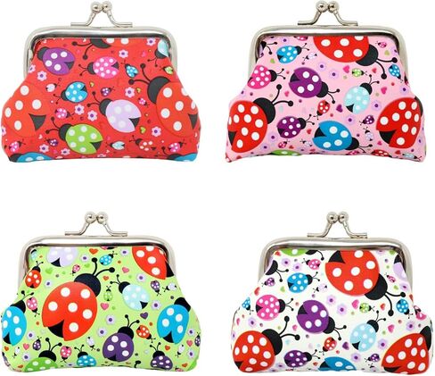"4PCS Fun Ladybug Coin Purses Cute Colorful Animal Change Purse Adorable Birthday Gift with Kiss Lock Clasp for Home Party Summer Beach, 4 Colors" in Saudi Arabia