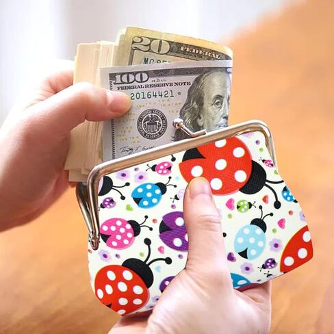 "4PCS Fun Ladybug Coin Purses Cute Colorful Animal Change Purse Adorable Birthday Gift with Kiss Lock Clasp for Home Party Summer Beach, 4 Colors" in Saudi Arabia