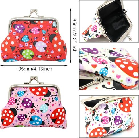 "4PCS Fun Ladybug Coin Purses Cute Colorful Animal Change Purse Adorable Birthday Gift with Kiss Lock Clasp for Home Party Summer Beach, 4 Colors" in Saudi Arabia