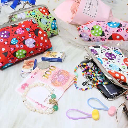 "4PCS Fun Ladybug Coin Purses Cute Colorful Animal Change Purse Adorable Birthday Gift with Kiss Lock Clasp for Home Party Summer Beach, 4 Colors" in Saudi Arabia