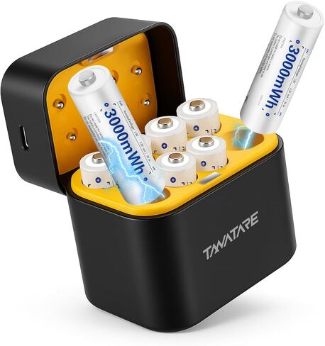8 Pack Rechargeable Lithium AA Batteries with 2.5H Fast Charger, 1.5V 3000mWh Constant Output Double A Batteries, Low Self Discharge in Kuwait
