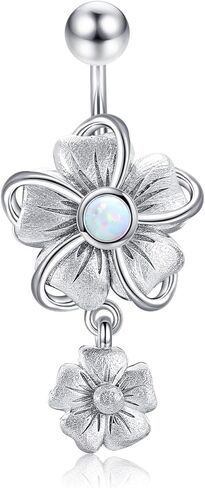 MONGAS Witches Heart/Hamsa/Sacred Heart/Flower Belly Button Ring 925 Sterling Silver Belly Ring Gothic Reverse Button Rings Jewelry for Women in Saudi Arabia