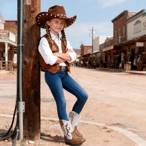 shoeslocker Girls Western Boots Mid-calf with Side Zipper Glitter shoes for Toddlers Little Kids in Saudi Arabia