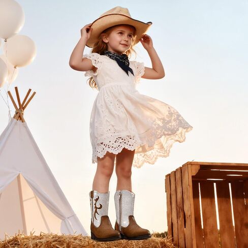 shoeslocker Girls Western Boots Mid-calf with Side Zipper Glitter shoes for Toddlers Little Kids in Saudi Arabia