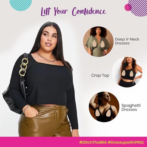 فطائر اللحم بشريط رفع الثدي من PINQ POLKA - 3 أزواج من شريط لاصق غير مرئي للثدي المترهل و10 أغطية للحلمات غير الملحومة in Kuwait