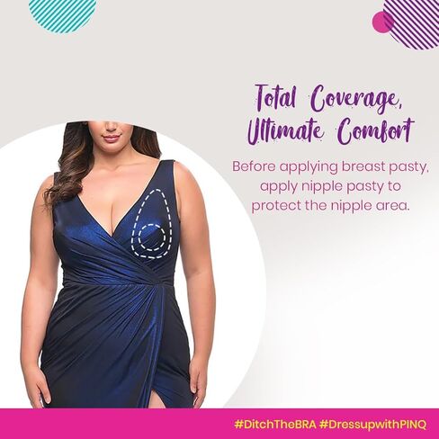 فطائر اللحم بشريط رفع الثدي من PINQ POLKA - 3 أزواج من شريط لاصق غير مرئي للثدي المترهل و10 أغطية للحلمات غير الملحومة in Kuwait