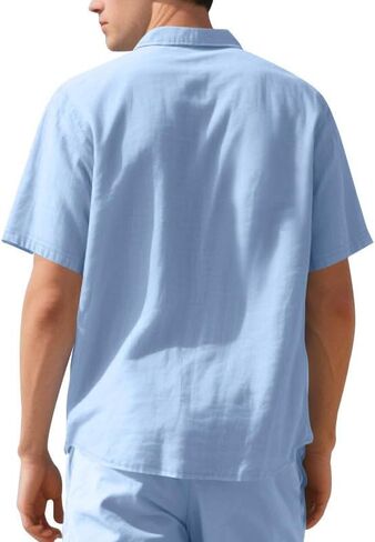 Men's Button Down Shirts Hawaiian Short Sleeve Shirt Summer Beach Vacation Wedding Shirts with Pocket in Saudi Arabia