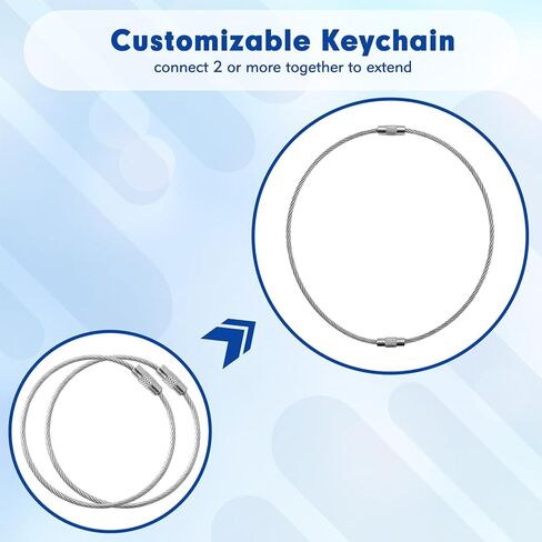12Pcs Wire Keychain Cable Stainless Steel Loops Key Ring 2mm Coated Key Chain 6Inch Keychain for Luggage Tags, Key Tags, Keyrings, Kitchen Utensils in Saudi Arabia