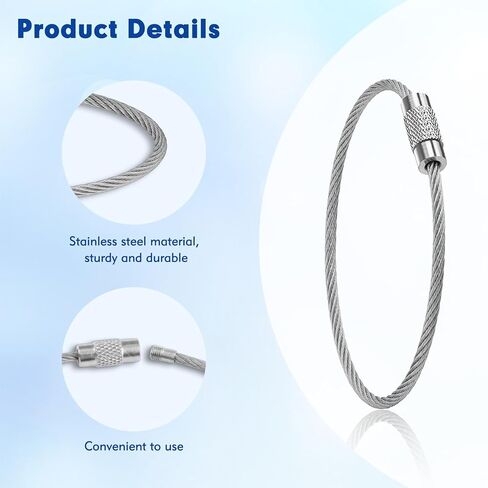 12Pcs Wire Keychain Cable Stainless Steel Loops Key Ring 2mm Coated Key Chain 6Inch Keychain for Luggage Tags, Key Tags, Keyrings, Kitchen Utensils in Saudi Arabia