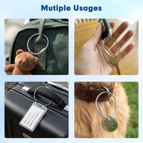 12Pcs Wire Keychain Cable Stainless Steel Loops Key Ring 2mm Coated Key Chain 6Inch Keychain for Luggage Tags, Key Tags, Keyrings, Kitchen Utensils in Saudi Arabia