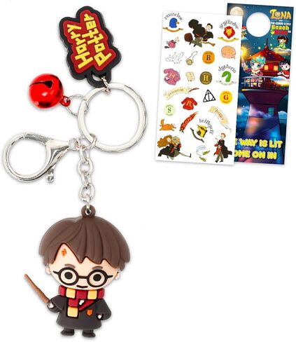 Harry Potter Keychain Bundle - Deluxe Silicone 3D Character Keyring with Wrist Strap and Charm Plus Stickers, More | Harry Potter Wrist Lanyard and Keychain in Saudi Arabia