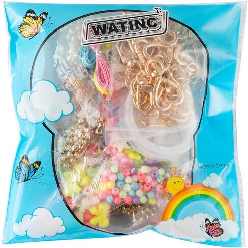مجموعة صنع سلسلة المفاتيح DIY من WATINC مع أدوات - 778 قطعة لصنع المجوهرات مع السحر، والخرز الأبجدية، وحلقات المفاتيح، ومشابك القلب الذهبية، ومقص لصنع سحر الحقائب، وأساور الصداقة، وهدايا المجوهرات للمراهقين in Saudi Arabia