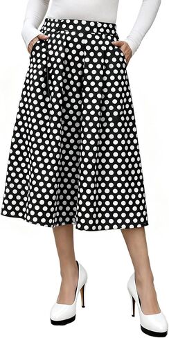 FARORO Midi Skirts for Women High Waist Floral Print Pleated A-Line Skirt with Pockets Work Casual in Saudi Arabia