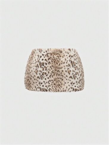 WDIRARA Women's Leopard Print Fuzzy Bodycon Mini Skirt Y2k Low Rise Skirt in Saudi Arabia