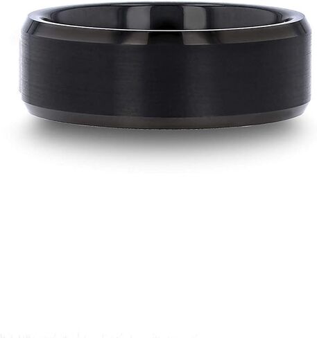 Elise Tungsten Ring Black Tungsten Wedding Ring Band with Polished Beveled Edges and Brush Finished Center - 4mm 6mm 7mm 8mm 10mm in Kuwait