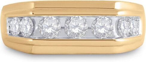 10K Yellow Gold Mens Round Diamond Flat Top Band Ring 1 Cttw in Saudi Arabia