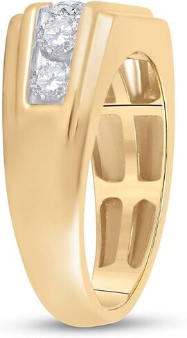 10K Yellow Gold Mens Round Diamond Flat Top Band Ring 1 Cttw in Saudi Arabia