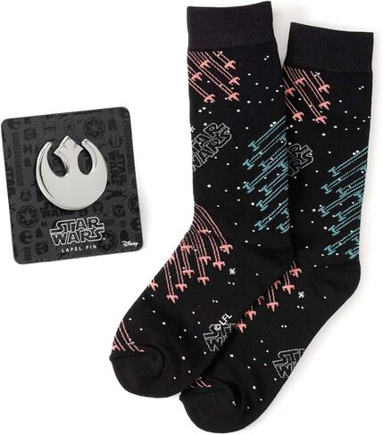 Star Wars X-Wing Tie Fighter Battle Socks and Rebel Alliance Pin Gift Set, Cotton Blend in Saudi Arabia