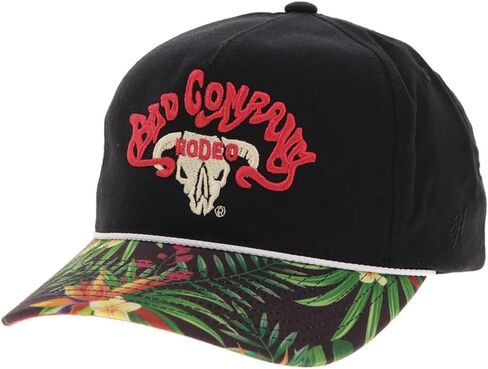 HOOEY Bad Company Rodeo Adjustable Snapback Hat - Western Cap, Bull Skull Logo, Classic & Patterned Brim Styles, & Rope Trim in Saudi Arabia