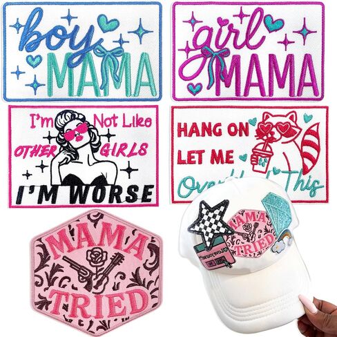 الحديد على بقع 5pcs ماما المطرزة خياطة على زين لطيف أزياء الملحقات DIY بقع ديكور عصرية لأكياس الملابس jeackets على الظهر in Kuwait