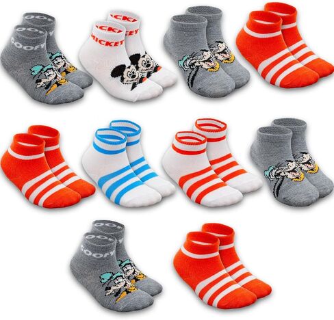 Disney Mickey Mouse Socks for Toddlers Set - Mickey 10 Pairs of Quarter Socks Shoe for 6-12 Months, Plus Stickers, More | Disney Apparel for Girls, Boys in Saudi Arabia