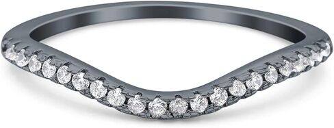 Blue Apple Co. Fashion Half Eternity Ring Round Simulated Cubic Zirconia 925 Sterling Silver (4mm) in Saudi Arabia