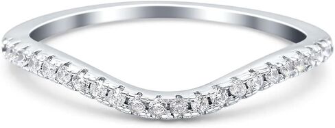 Blue Apple Co. Fashion Half Eternity Ring Round Simulated Cubic Zirconia 925 Sterling Silver (4mm) in Saudi Arabia