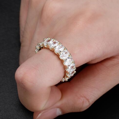 14K Gold over S925 Sterling Silver Mossanite Oval Cut Eternity Ring, Hip-Hop Style Ring, A Circle of Love, Perfect for Her in Saudi Arabia